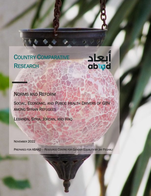 NORMS AND REFORM: SOCIAL, ECONOMIC, AND PUBLIC HEALTH DRIVERS OF GBV AMONG SYRIAN REFUGEES LEBANON, SYRIA, JORDAN, AND IRAQ