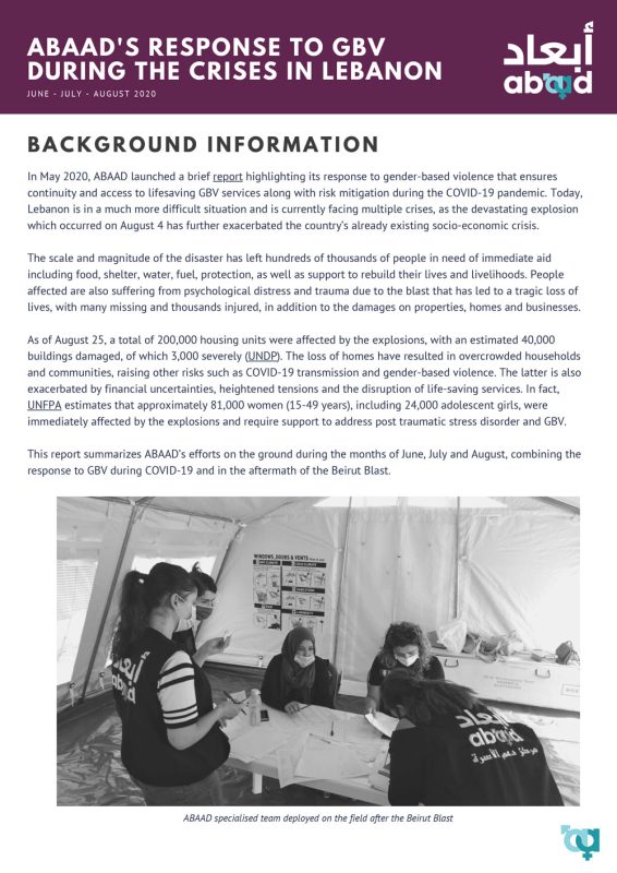 ABAAD's Response to GBV During the Crises in Lebanon
