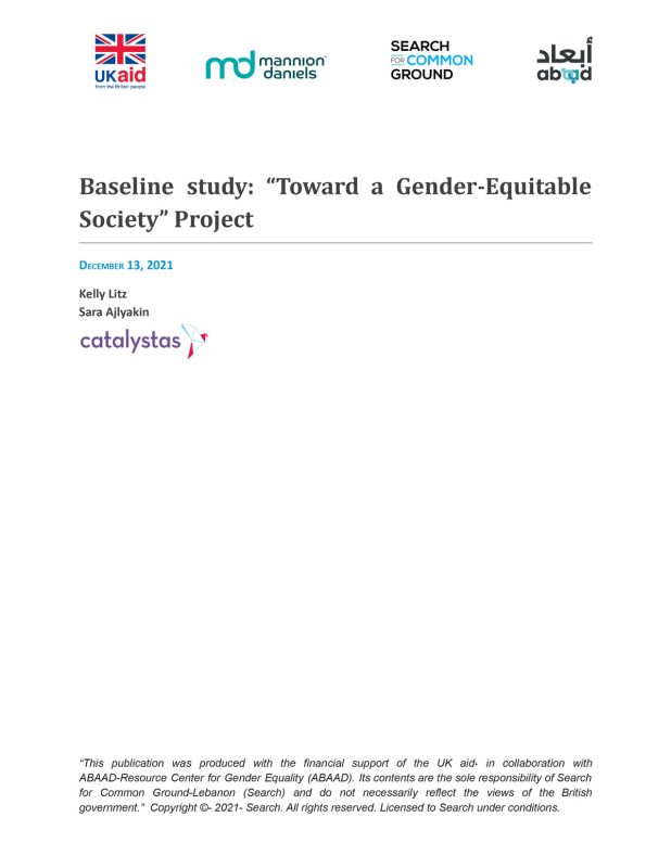 Baseline study: “Toward a Gender-Equitable Society” Project